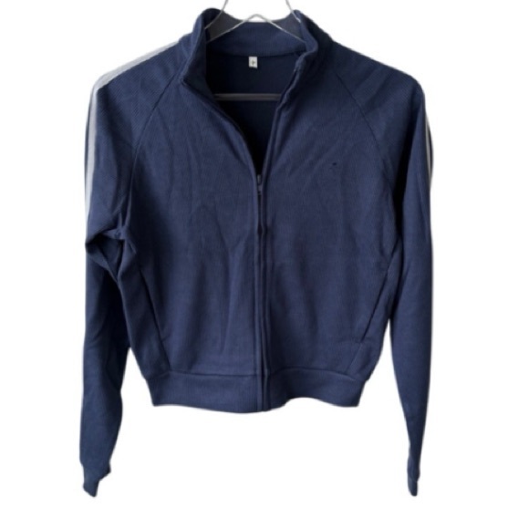 Halara Ribbed Stand Collar Long Sleeve Zipper Casual Jacket with Pockets Medium - Picture 4 of 5